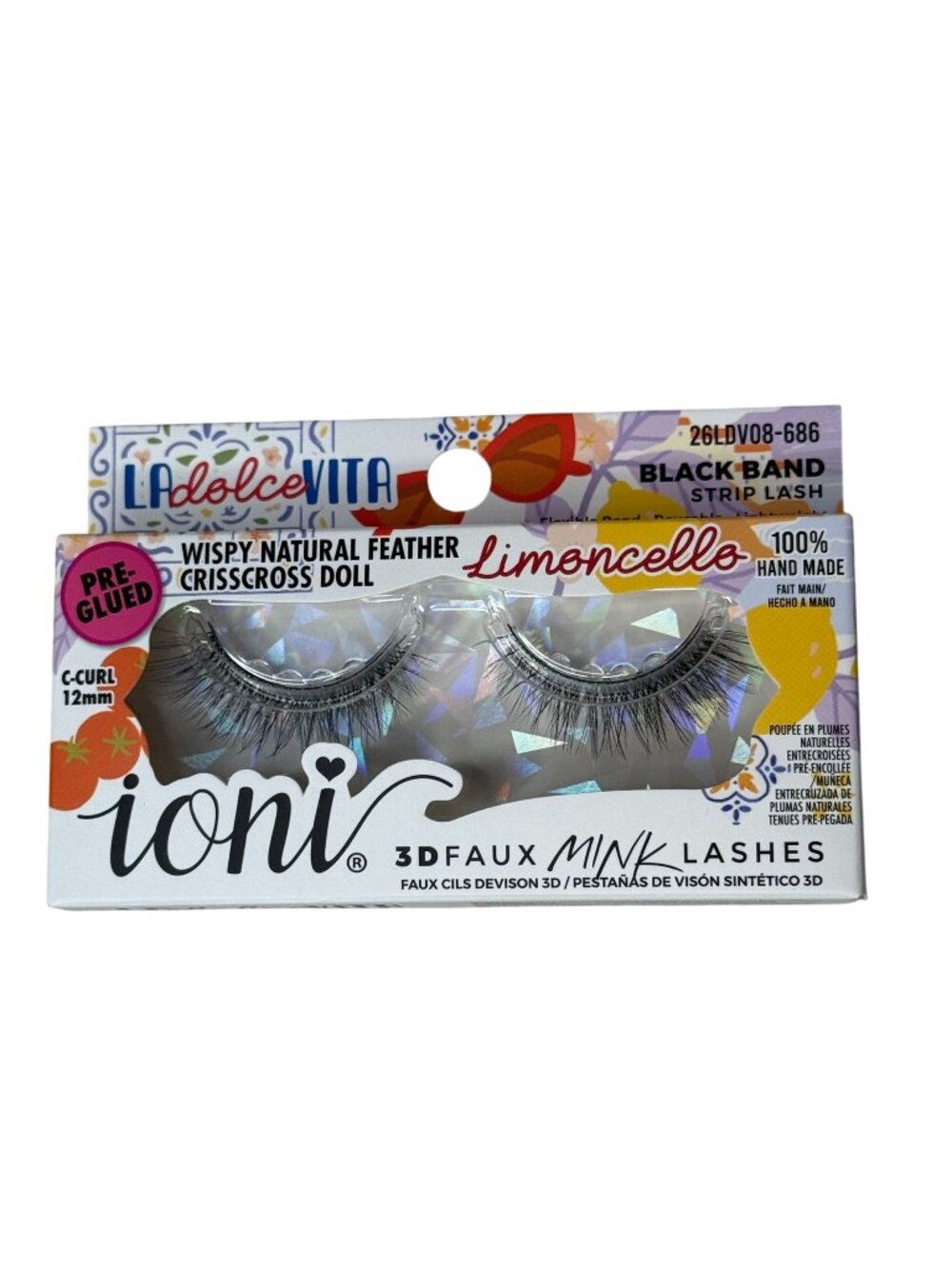 Ioni La Dolce Vita Limoncello Pre Glued Faux Mink Lashes New